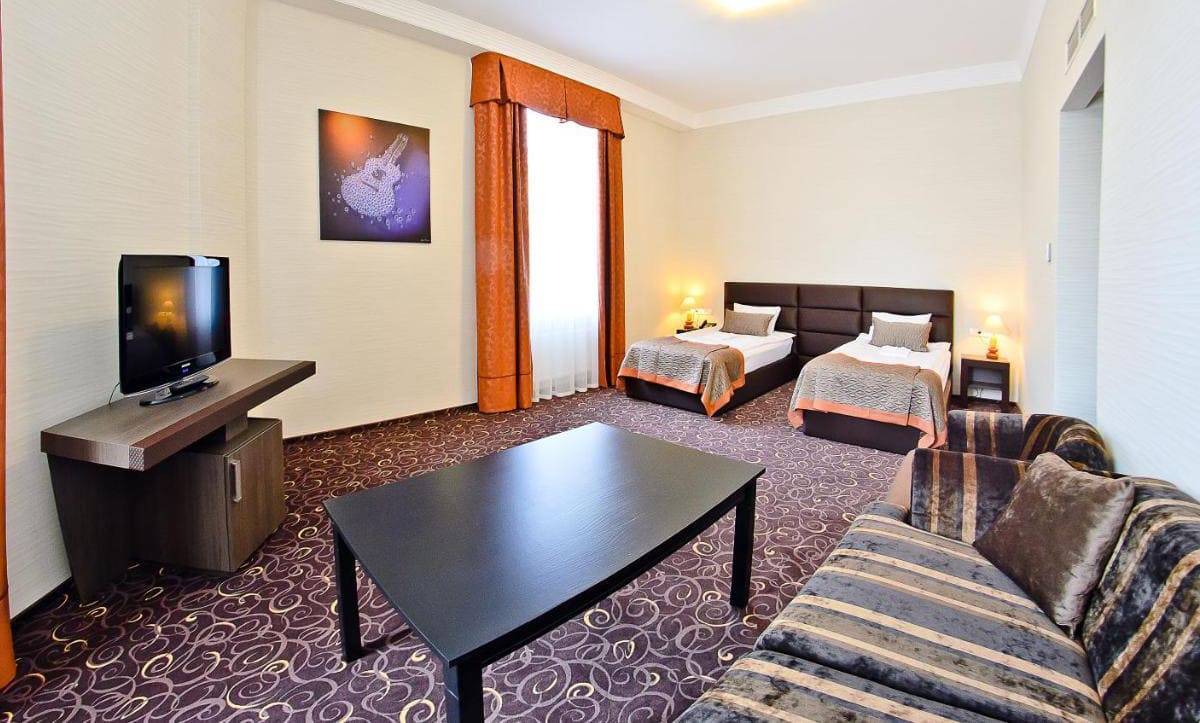 Elegant wooden dining chairs in Alfavito Hotel room - yavorina.com.ua
