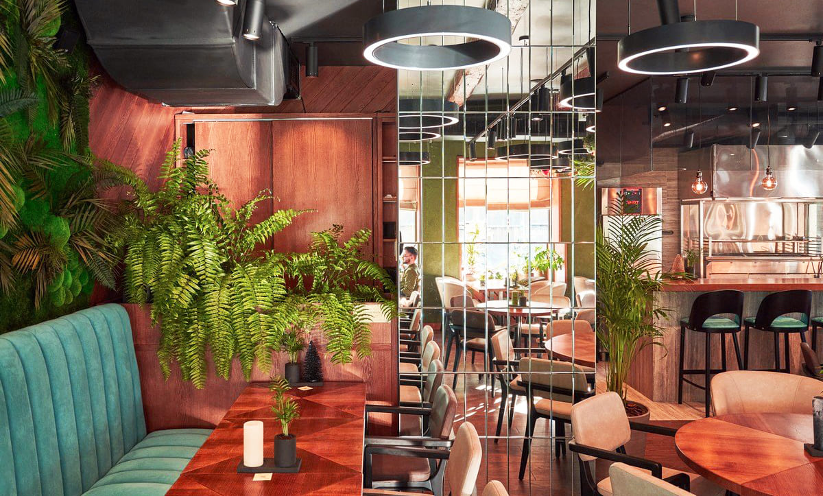 Yavorina's bespoke furniture in the interior of Green Bar restaurant