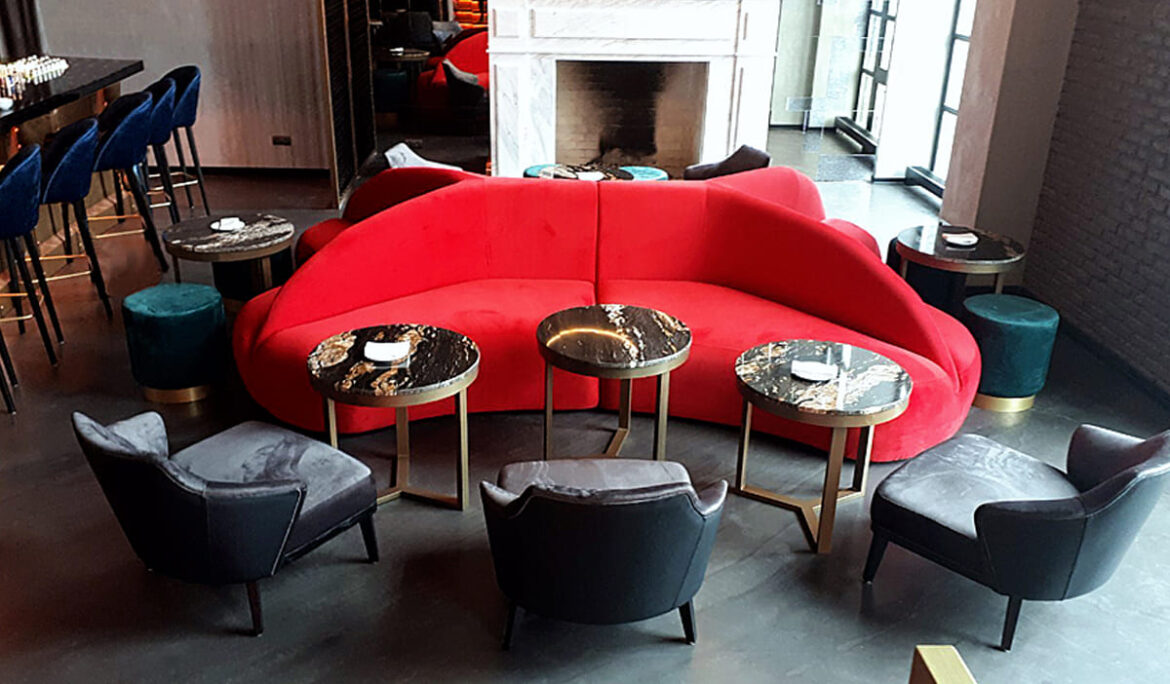 Exclusive sofas in Queen Restaurant, Kyiv - crafted by Yavorina Furniture Factory