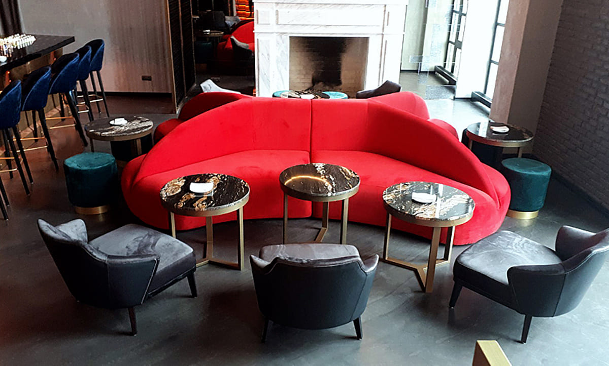 Exclusive sofas in Queen Restaurant, Kyiv - crafted by Yavorina Furniture Factory