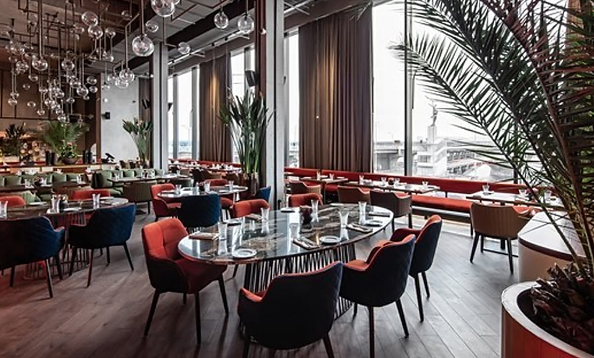 High-quality furniture pieces by Yavorina in the sophisticated Queen Restaurant