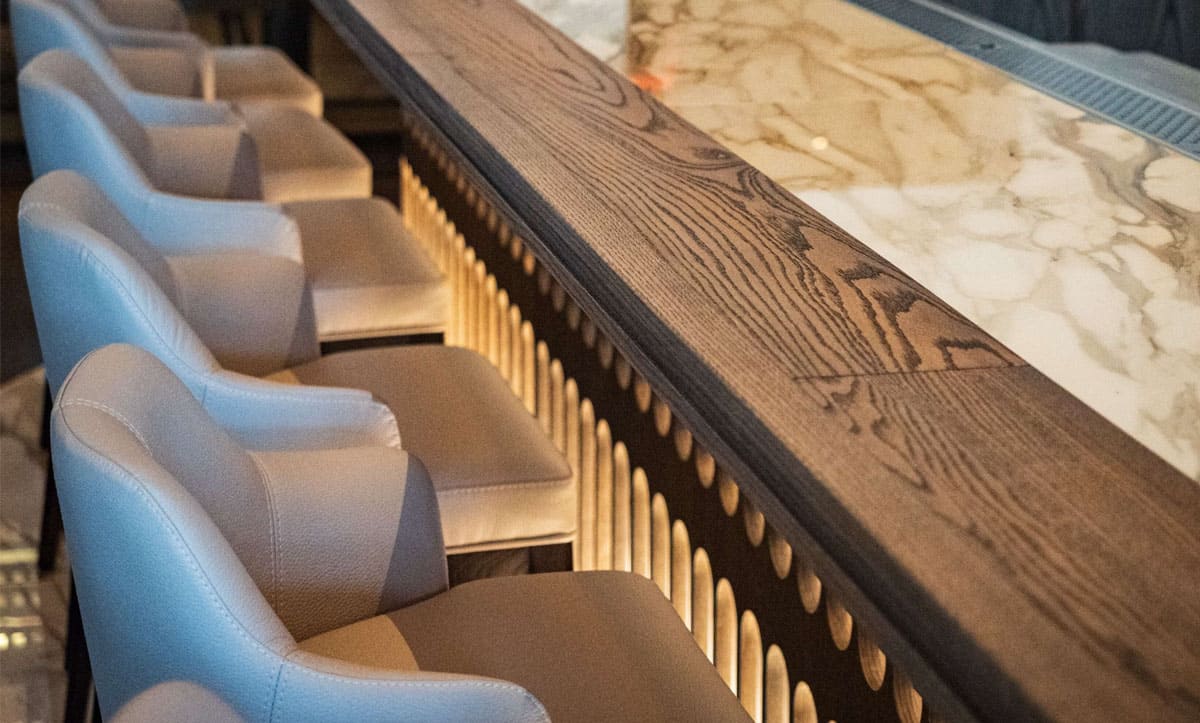 Luxurious bar seating designed by Yavorina for LaNoma Restaurant - yavorina.com.ua