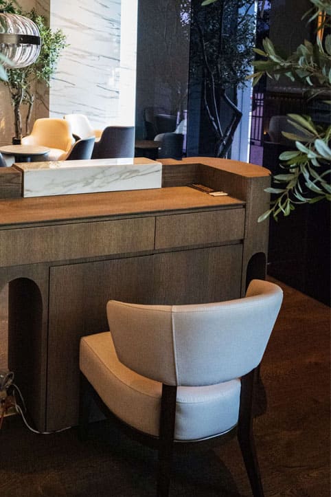 Stylish leather armchairs by Yavorina at LaNoma Restaurant Fort Lee, NJ - yavorina.com.ua