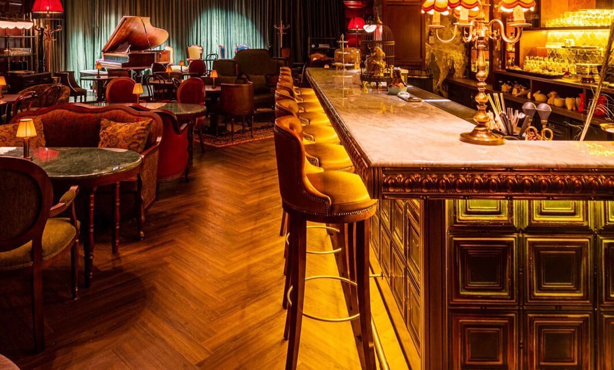 Yavorina’s unique bar stools complementing the chic bar at Bellboy - yavorina.com.ua