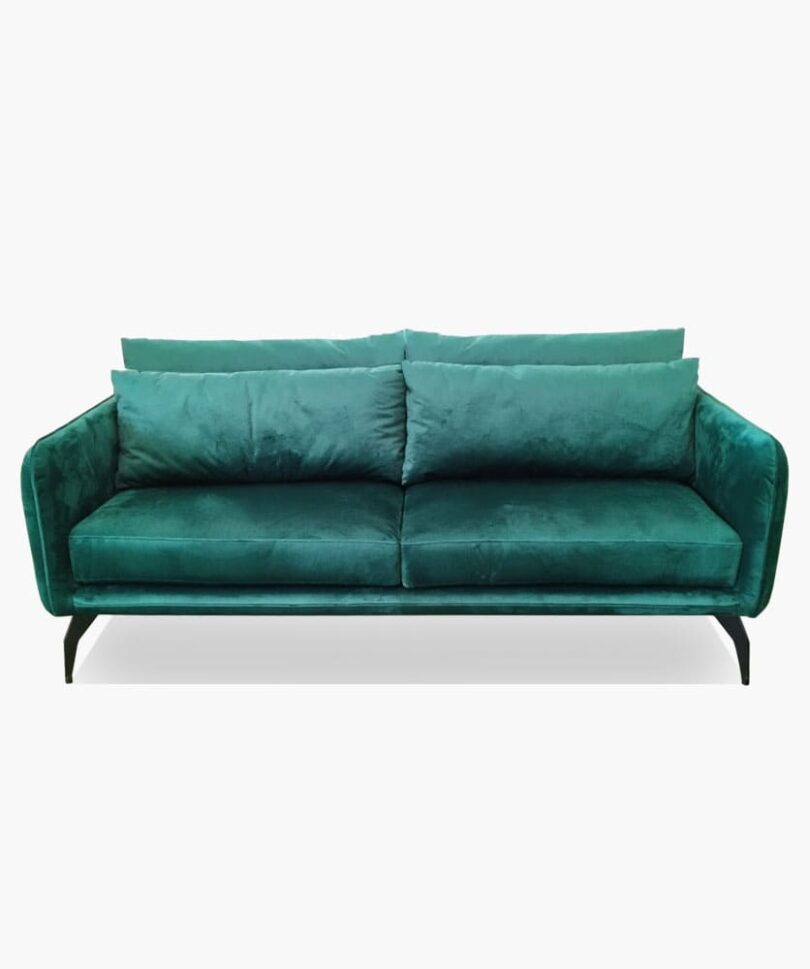 Front view of STING sofa in dark green velvet - yavorina.com.ua