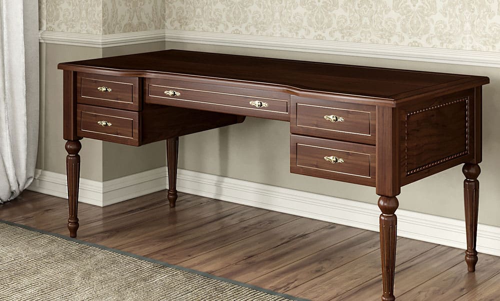 Classic-02 writing desk with a leather insert - yavorina.com.ua